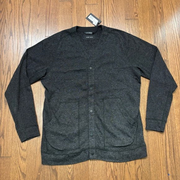 Wings + Horns Black and Gray Knit cardigan Sweater - Picture 1 of 11